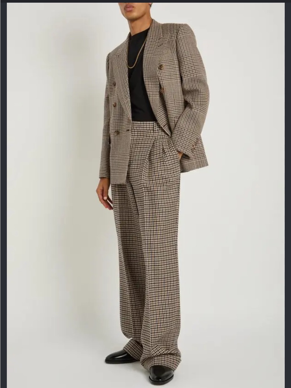 Capulet Houndstooth Straight-Leg Wool Trousers - Brown/Black (L)